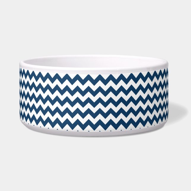 Navy Zigzag, Navy Chevron, Geometric Pattern Bowl (Front)