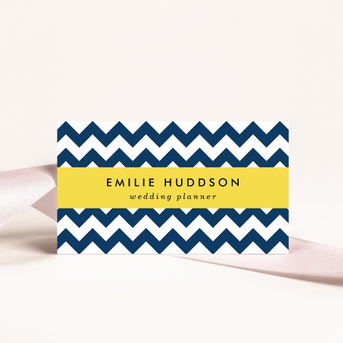 Navy Zigzag Navy Chevron Geometric Pattern Business Card