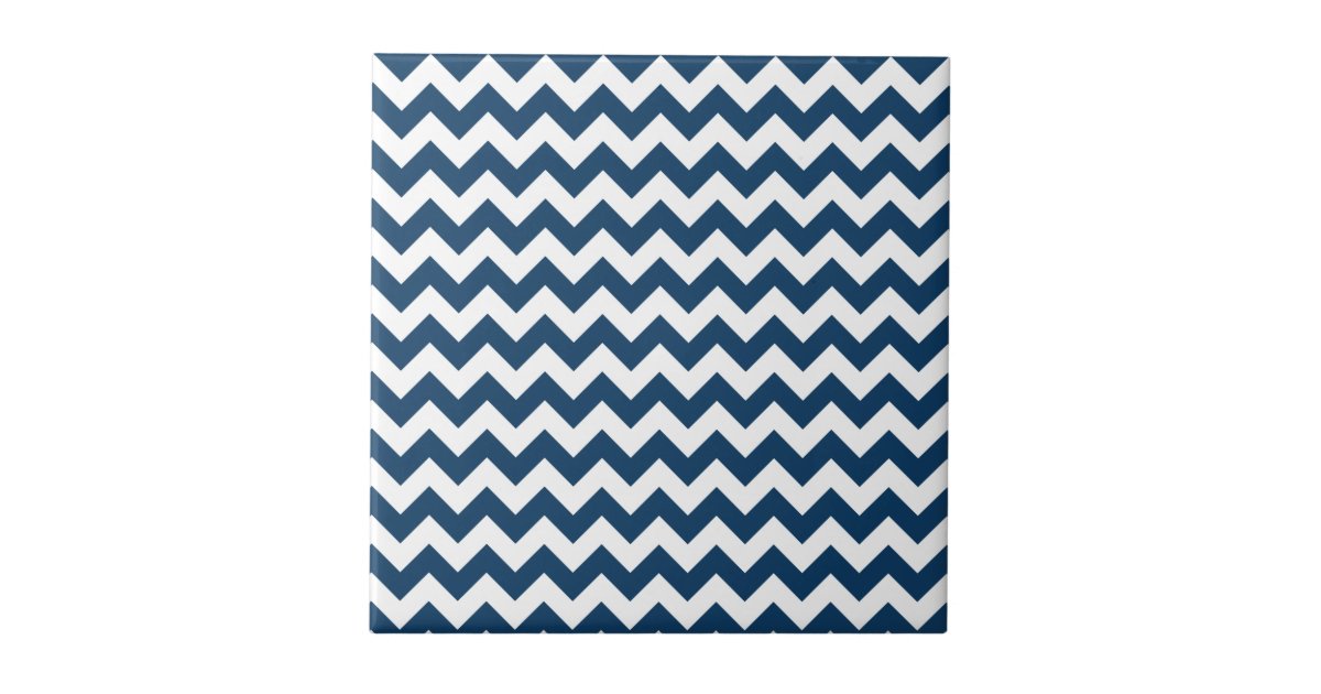 Navy Zigzag, Navy Chevron, Geometric Pattern Ceramic Tile | Zazzle