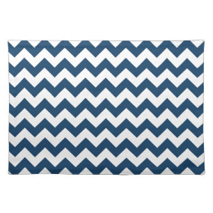 Navy Zigzag, Navy Chevron, Geometric Pattern Cloth Placemat