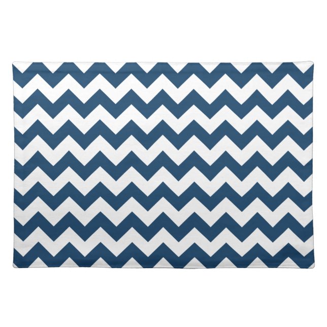 Navy Zigzag, Navy Chevron, Geometric Pattern Cloth Placemat (Front)