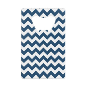 Navy Zigzag, Navy Chevron, Geometric Pattern Credit Card Bottle Opener