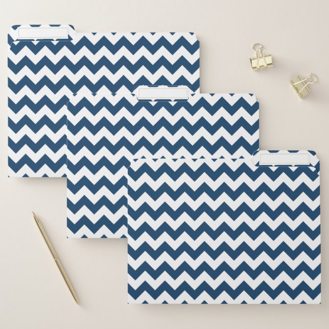 Navy Zigzag, Navy Chevron, Geometric Pattern File Folder (Set)