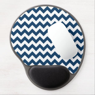 Navy Zigzag, Navy Chevron, Geometric Pattern Gel Mouse Pad