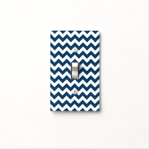 Navy Zigzag, Navy Chevron, Geometric Pattern Light Switch Cover