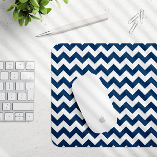 Navy Zigzag, Navy Chevron, Geometric Pattern Mouse Pad