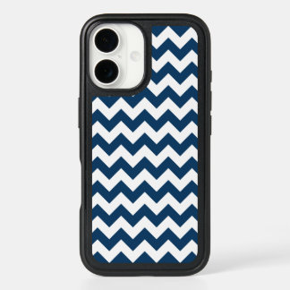 Navy Zigzag, Navy Chevron, Geometric Pattern iPhone 16 Case