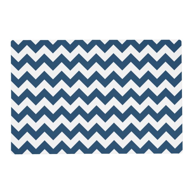 Navy Zigzag, Navy Chevron, Geometric Pattern Placemat (Front)