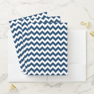 Navy Zigzag, Navy Chevron, Geometric Pattern Pocket Folder