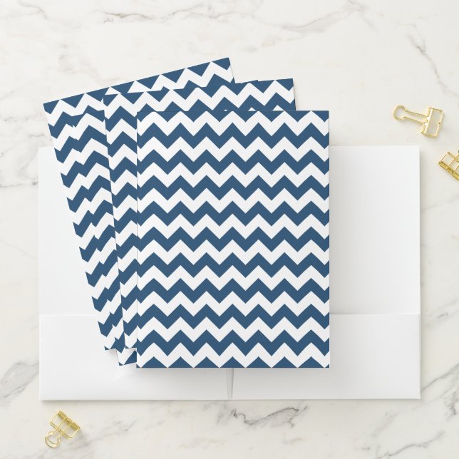 Navy Zigzag, Navy Chevron, Geometric Pattern Pocket Folder (In Situ)