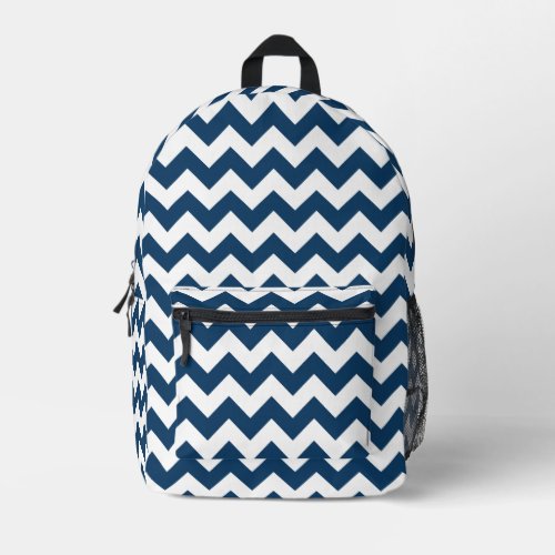Navy Zigzag Navy Chevron Geometric Pattern Printed Backpack