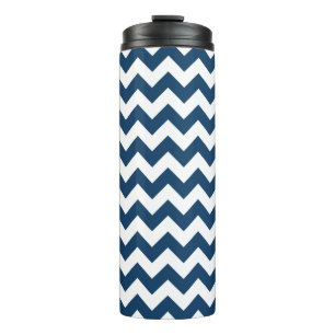 Navy Zigzag, Navy Chevron, Geometric Pattern Thermal Tumbler