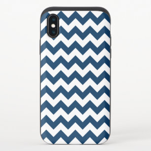 Navy Zigzag, Navy Chevron, Geometric Pattern iPhone X Slider Case