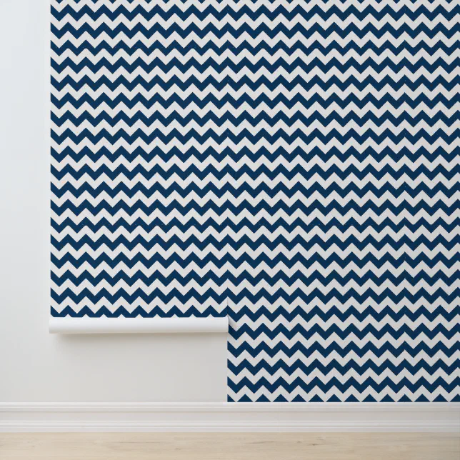 Navy Zigzag, Navy Chevron, Geometric Pattern Wallpaper | Zazzle