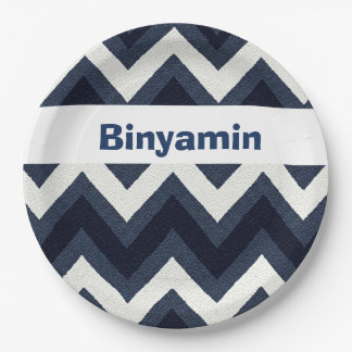 Navy zigzag upsherin plate
