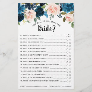 NavyBlue Blush Bridal Shower Game