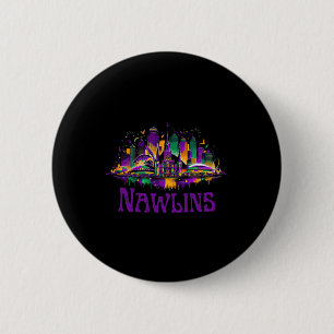 Nawlins New Orleans Cityscape Mardi-gras Souvenir Button