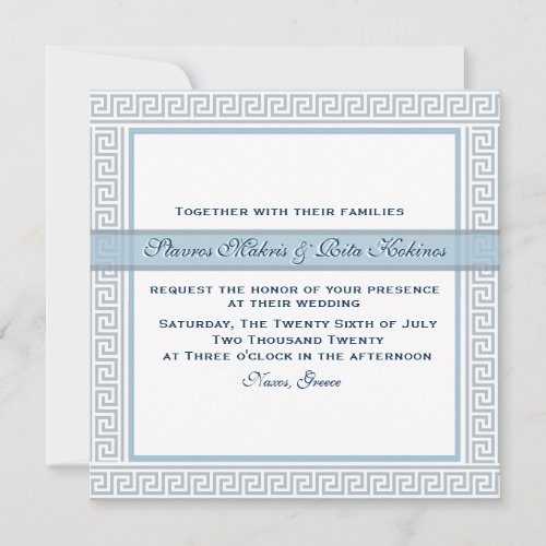 Naxos Blue Wedding Invitation