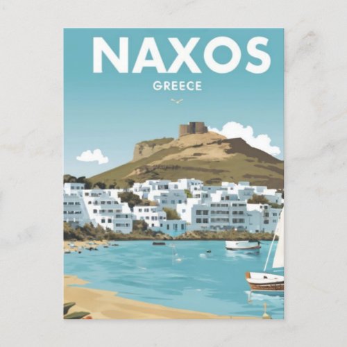 Naxos Greece  Beach Travel Postcard