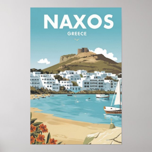 Naxos Greece  Beach Travel Poster (Front)