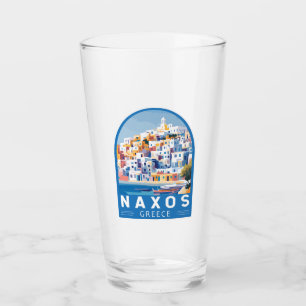 Naxos Greece Illustration Travel Art Vintage Glass