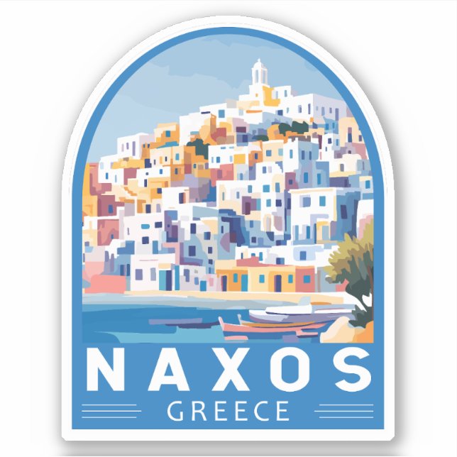 Naxos Greece Illustration Travel Art Vintage Sticker (Front)