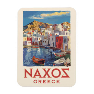 Naxos Greece Painterly Travel Art Vintage Magnet