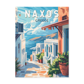 Naxos Greece Travel Art Vintage Postcard
