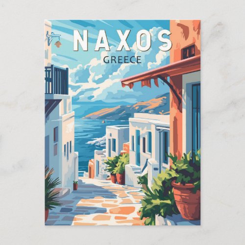 Naxos Greece Travel Art Vintage Postcard