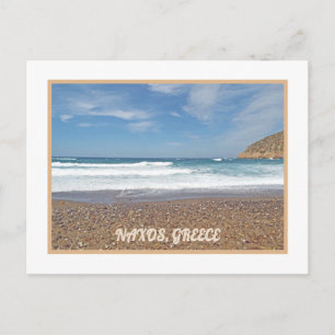NAXOS ISLAND, GREECE /WAVES ROLL IN /PEBBLE BEACH POSTCARD