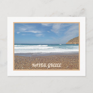 NAXOS ISLAND, GREECE /WAVES ROLL IN /PEBBLE BEACH POSTCARD