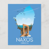 Naxos Map Greek travel poster. (Back)