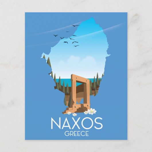 Naxos Map Greek travel poster. (Front)