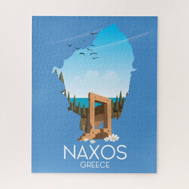Naxos Map Greek travel poster. Jigsaw Puzzle (Vertical)