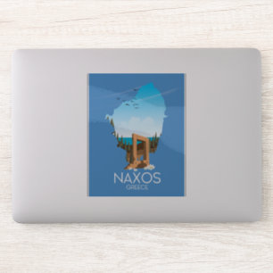Naxos Map Greek travel poster. Sticker