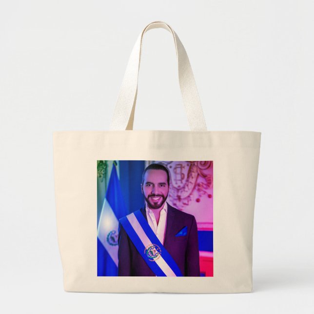 Nayib Bukele, President of El Salvadore Large Tote Bag (Front)