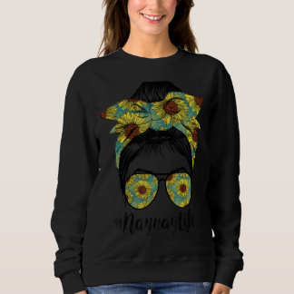Naynay Life Messy Hair Bun Sunflower Women Mother' Sweatshirt
