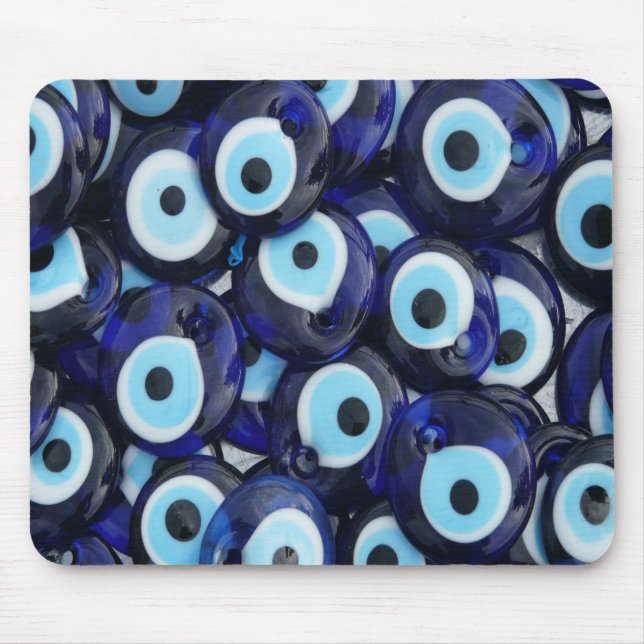Nazar Amulets Evil Eye Stones Blue Pattern Mouse Pad (Front)