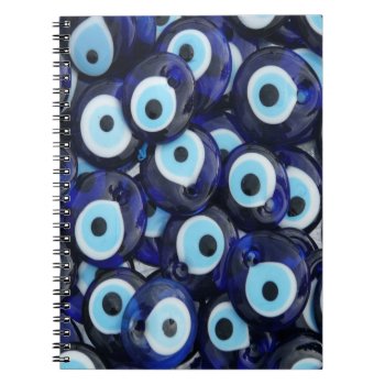 Nazar Amulets Evil Eye Stones Blue Pattern Notebook by PrettyPatternsGifts at Zazzle