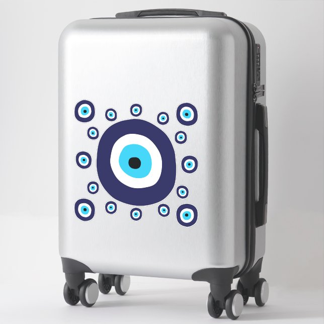 Nazar Evil Eye Circles Pattern Mediterranean Blue Sticker (Suitcase)