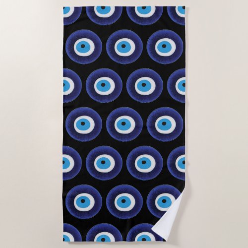Nazar Evil Eye Protection Amulet Blue Bead Symbol Beach Towel