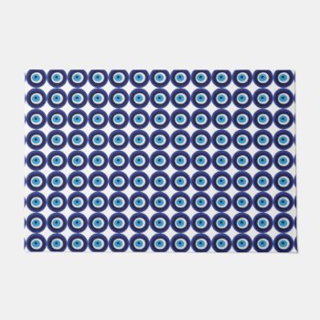 Nazar Evil Eye Protection Amulet Blue Bead Symbol Doormat by TerryBain at Zazzle