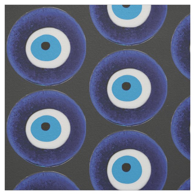Nazar Evil Eye Protection Amulet Blue Bead Symbol Fabric (Swatch)
