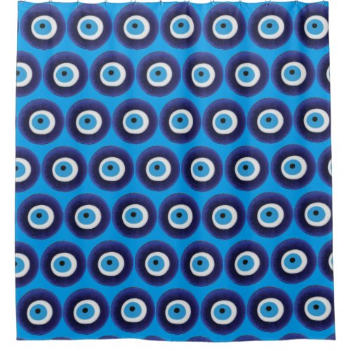 Nazar Evil Eye Protection Amulet Blue Bead Symbol Shower Curtain