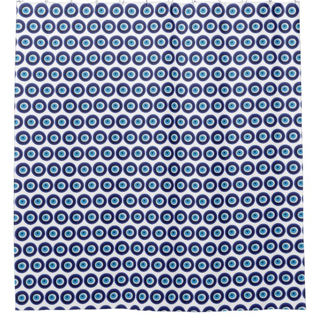 Nazar Evil Eye Protection Amulet Blue Bead Symbol Shower Curtain (Front)