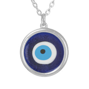 Nazar Evil Eye Protection Symbol Silver Plated Necklace