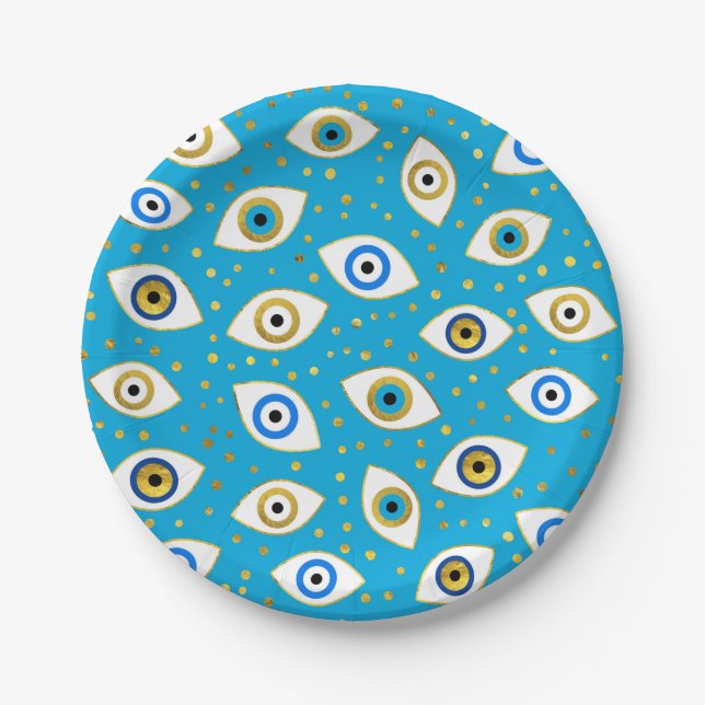 Nazar Eye Amulet pattern #5 Paper Plates (Front)