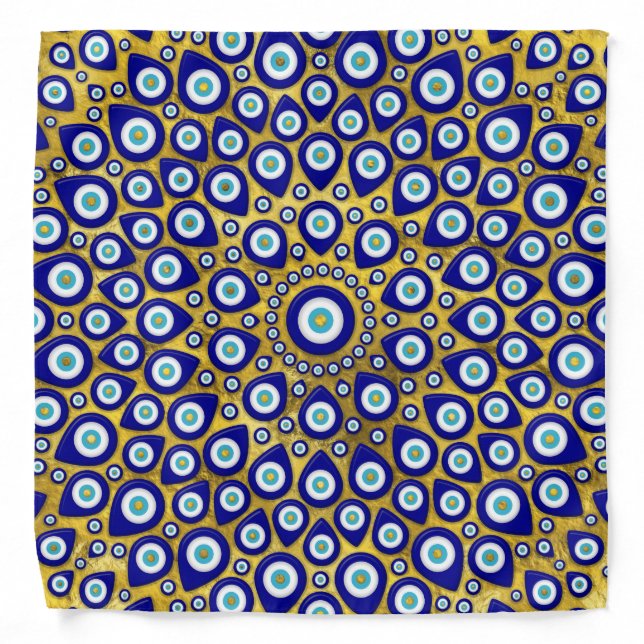 Nazar eye - Turkish Eye charm on gold Bandana (Front)