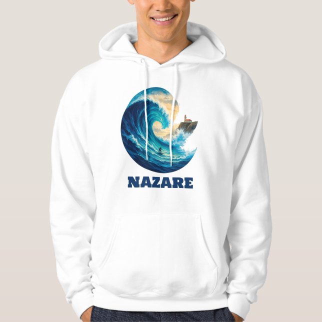 Nazaré Big Wave Portugal Hoodie – Surf Coastline A (Front)
