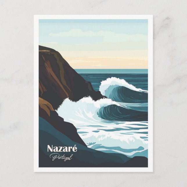 Nazare Portugal Artwork Travel Place illustration Postcard (Front)